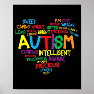 Autism Heart Autism Awareness trotse Autisme Mam G Poster