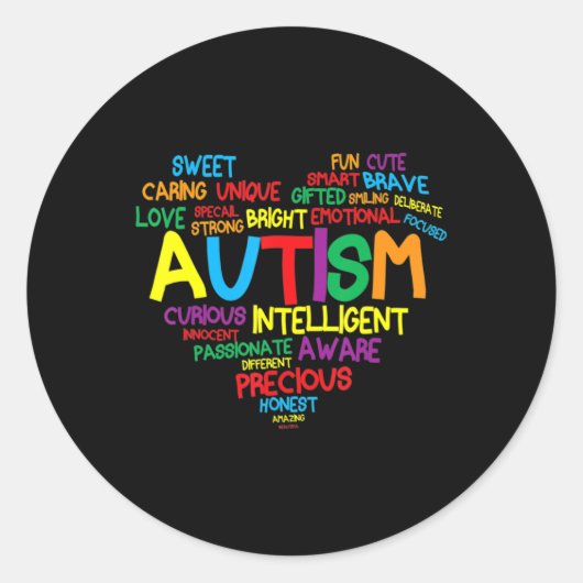 Autism Heart Autism Awareness trotse Autisme Mam G Ronde Sticker (Voorkant)