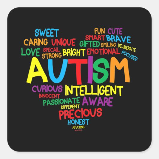 Autism Heart Autism Awareness trotse Autisme Mam G Vierkante Sticker (Voorkant)