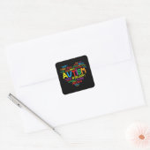 Autism Heart Autism Awareness trotse Autisme Mam G Vierkante Sticker (Envelop)