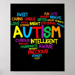 Autism Heart Autism Awareness trotse Autisme Mam Poster