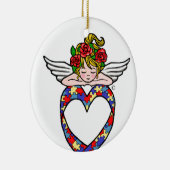 Autism Heart Ribbon Angel Keramisch Ornament (Rechts)