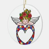 Autism Heart Ribbon Angel Keramisch Ornament (Links)