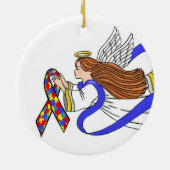 Autism Heart Ribbon Angel Keramisch Ornament (Achterkant)