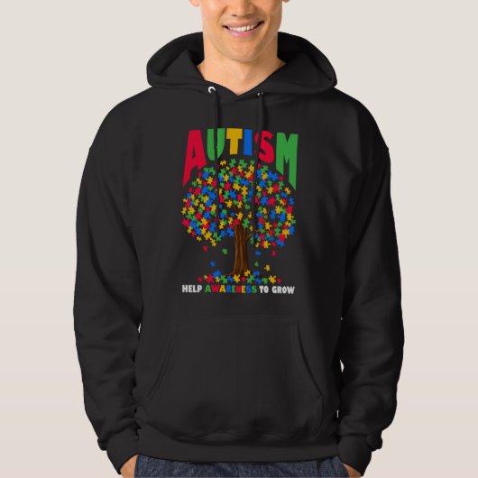 Autism Help Awareness To Grow Puzzle Tree Autism A Hoodie (Voorkant)