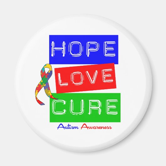 Autism Hope Love Cure Magneet (Voorkant)