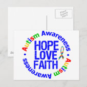 Autism Hope Love Faith Briefkaart (Voorkant / Achterkant)