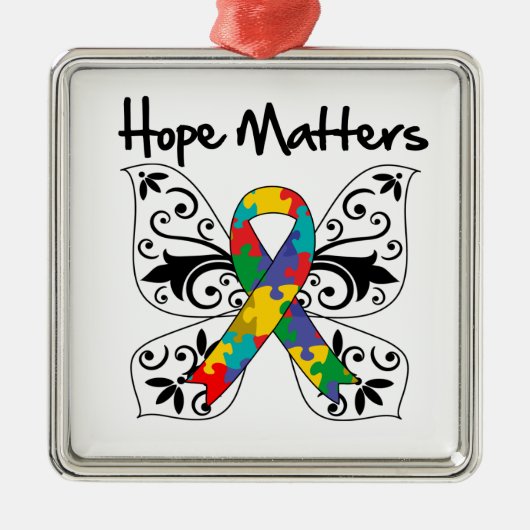 Autism Hope Matters Metalen Ornament (Voorkant)