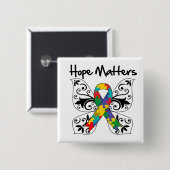 Autism Hope Matters Vierkante Button 5,1 Cm (Voorkant /achterkant)