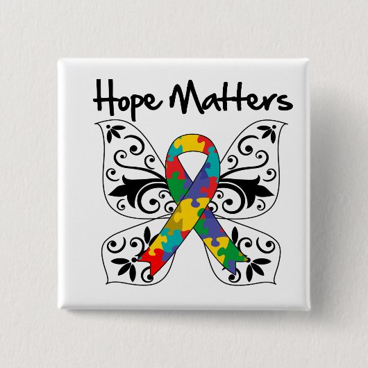 Autism Hope Matters Vierkante Button 5,1 Cm (Voorkant)