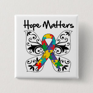 Autism Hope Matters Vierkante Button 5,1 Cm