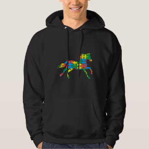 Autism Horse Autism Month Ribbon Puzzle Difference Hoodie