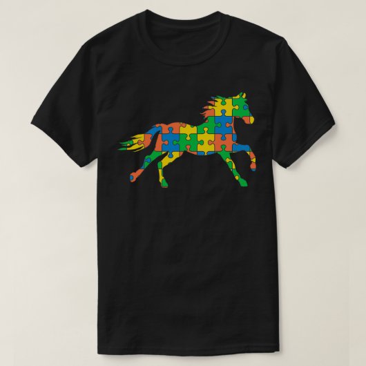 Autism Horse Autism Month Ribbon Puzzle Difference T-shirt (Design voorkant)