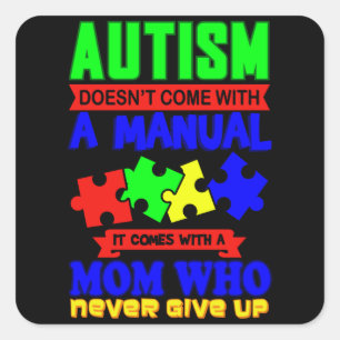 AUTISM HOUDT Autisme BEWUSTMATISCHE Kinderen Vierkante Sticker