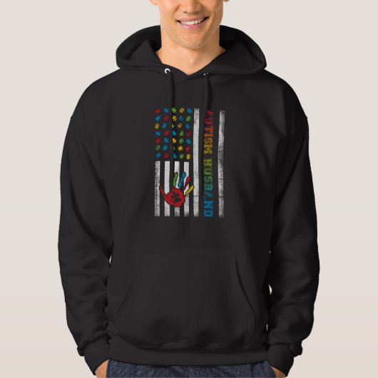 Autism Husband American Flag Autism Awareness Hoodie (Voorkant)