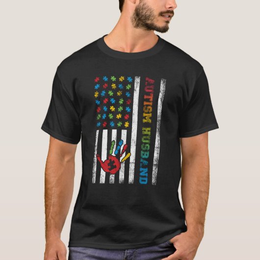Autism Husband American Flag Autism Awareness T-shirt (Voorkant)