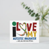 AUTISM I Love My Autistic Daughter 2 Briefkaart (Staand voorkant)