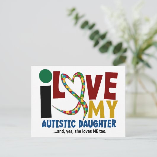 AUTISM I Love My Autistic Daughter 2 Briefkaart (Staand voorkant)