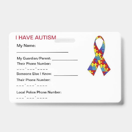 Autism ID-Label Badge (Voorzijde)