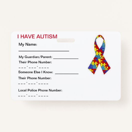 Autism ID-Label Badge (Voorkant)