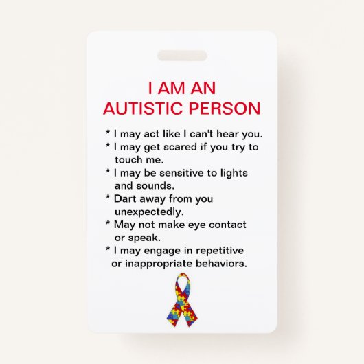 Autism-ID-Label (verticaal) Badge (Achterkant)