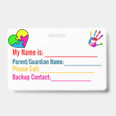 Autism ID Personalized Autistic Name Badge (Back)
