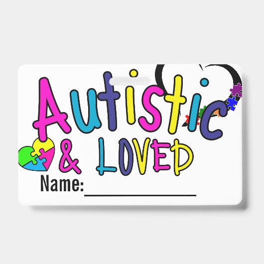 Autism ID Personalized Autistic Name Badge (Front)