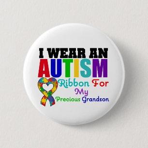 Autism ik Draag lint voor mijn kostbare kleinzoon Ronde Button 5,7 Cm