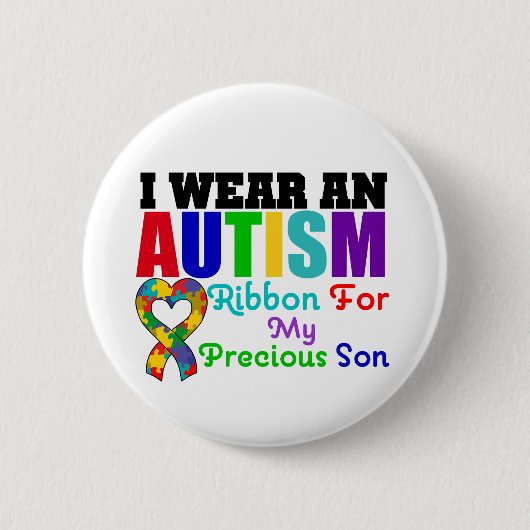Autism ik Draag lint voor mijn kostbare zoon Ronde Button 5,7 Cm (Voorkant)