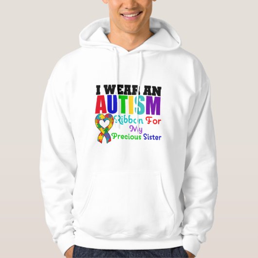 Autism ik Draag lint voor mijn kostbare zuster Hoodie (Voorkant)