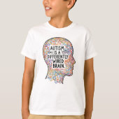 Autism Is a Differently Wired Brain Line Art Quote T-shirt (Voorkant)