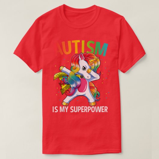 Autism Is My Superpower Dabbing Unicorn 359 T-shirt (Design voorkant)