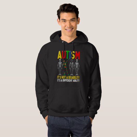 Autism It's A Different Ability Dabbing Skeleton Hoodie (Voorkant volledig)
