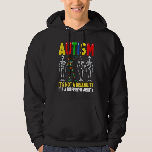 Autism It's A Different Ability  Dabbing Skeleton Hoodie (Voorkant)