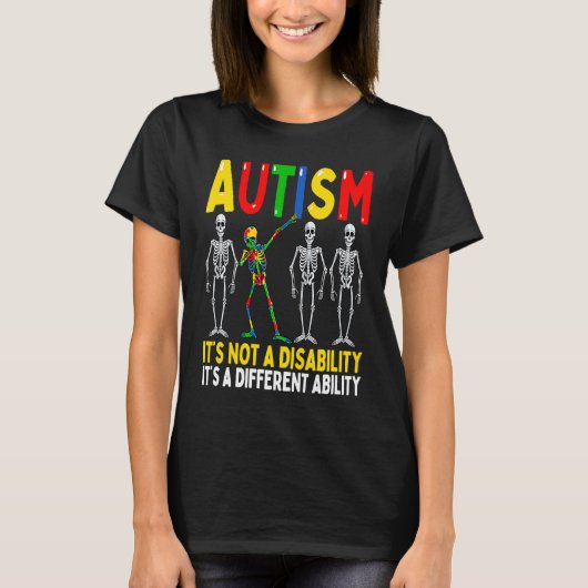 Autism It's A Different Ability Dabbing Skeleton T-shirt (Voorkant)