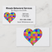 Autism Jigzaag Puzzle Heart Visitekaartje (Voorkant / Achterkant)