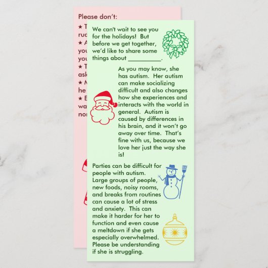 Autism-kerstkaartje (Voorkant / Achterkant)