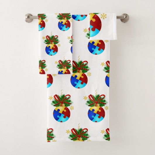 Autism Kerstmis Bauble Bad Handdoek (Insitu)