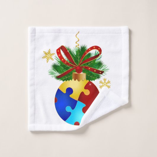 Autism Kerstmis Bauble Bad Handdoek (Wasdoekje)