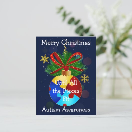 Autism Kerstmis Bauble Briefkaart (Staand voorkant)