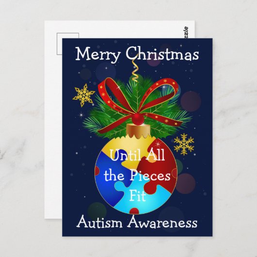 Autism Kerstmis Bauble Briefkaart (Voorkant / Achterkant)