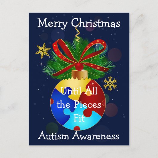 Autism Kerstmis Bauble Briefkaart (Voorkant)