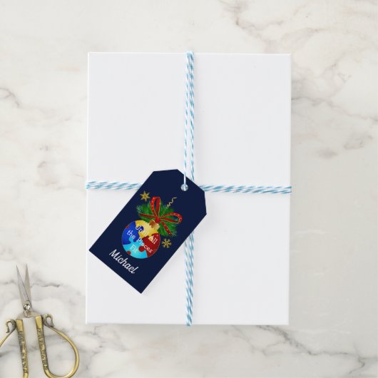 Autism Kerstmis Bauble Cadeaulabel (Met Touw)