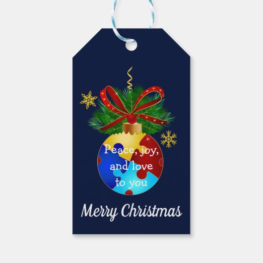Autism Kerstmis Bauble Cadeaulabel (Achterkant)