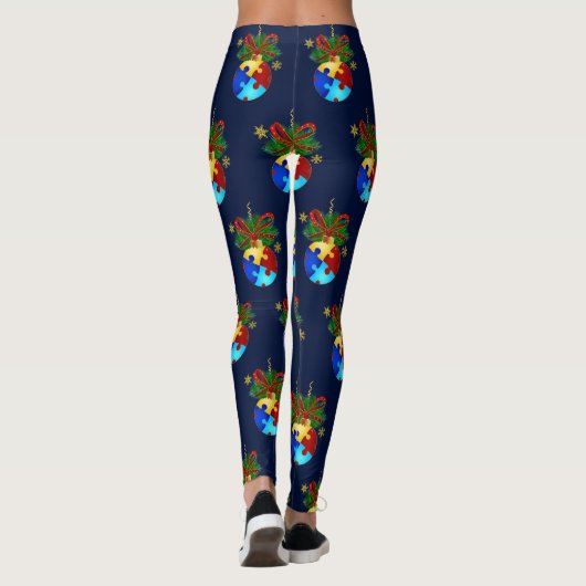Autism Kerstmis Bauble Leggings (Achterkant)