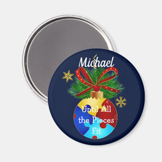Autism Kerstmis Bauble Magneet (Voorkant / Achterkant)