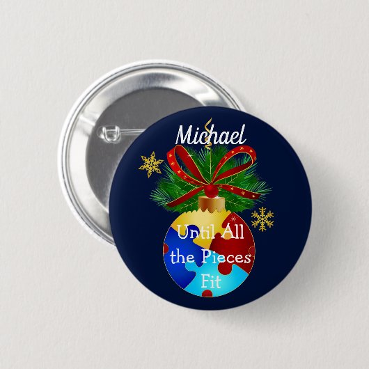 Autism Kerstmis Bauble Ronde Button 5,7 Cm (Voorkant /achterkant)