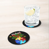 Autism Kerstmis Bauble Ronde Kartonnen Onderzetter (Insitu)