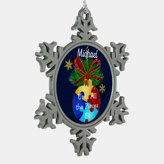 Autism Kerstmis Bauble Tin Sneeuwvlok Ornament (Links)