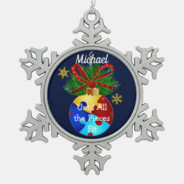 Autism Kerstmis Bauble Tin Sneeuwvlok Ornament